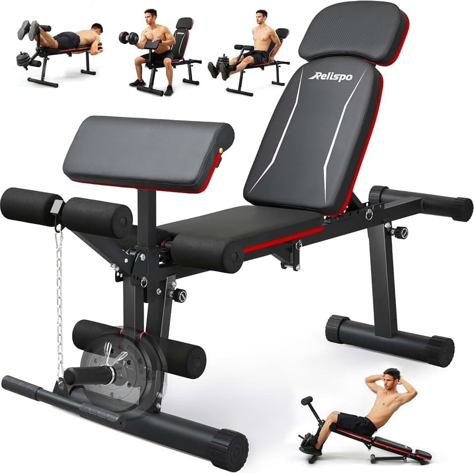 Adjustable Weight Bench with Leg Extension and Leg Curl, 1200 lbs