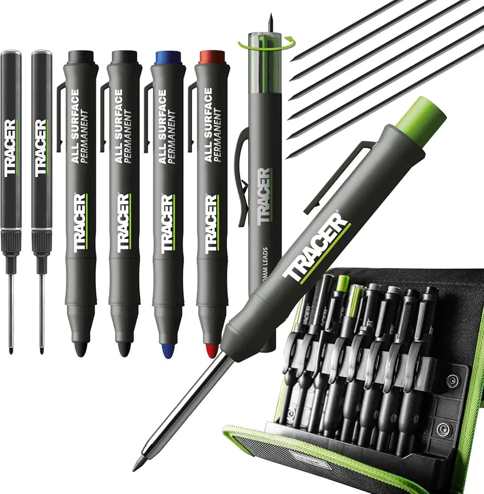 Tracer 8 Piece Construction Marker Kit - Carpenter Pencil Set