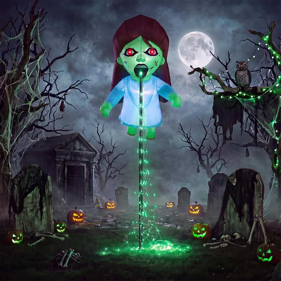 Giant Blue 12.8 FT Halloween Inflatables Floating Ghost Doll Yard Decor