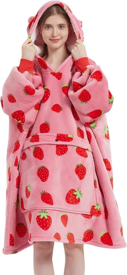 Übergroße Hoodie Sweatshirt, Warmer Kuschelpullover Decken Blanket Hoodie, Weicher Sherpa Deckenpullover mit Kapuze Pullover Sweatshirt, Pulli Decke Schlafanzug für Damen Herren