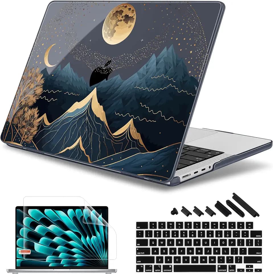 May Chen for MacBook Pro 16 inch Case M1 M2 M3 M4 M5 Pro/Max with Liquid Retina XDR, Release 2021-2025 2026 A3429 A3428, Anti-Drop Plastic Hard Shell with Keyboard Cover, Starry Mountain