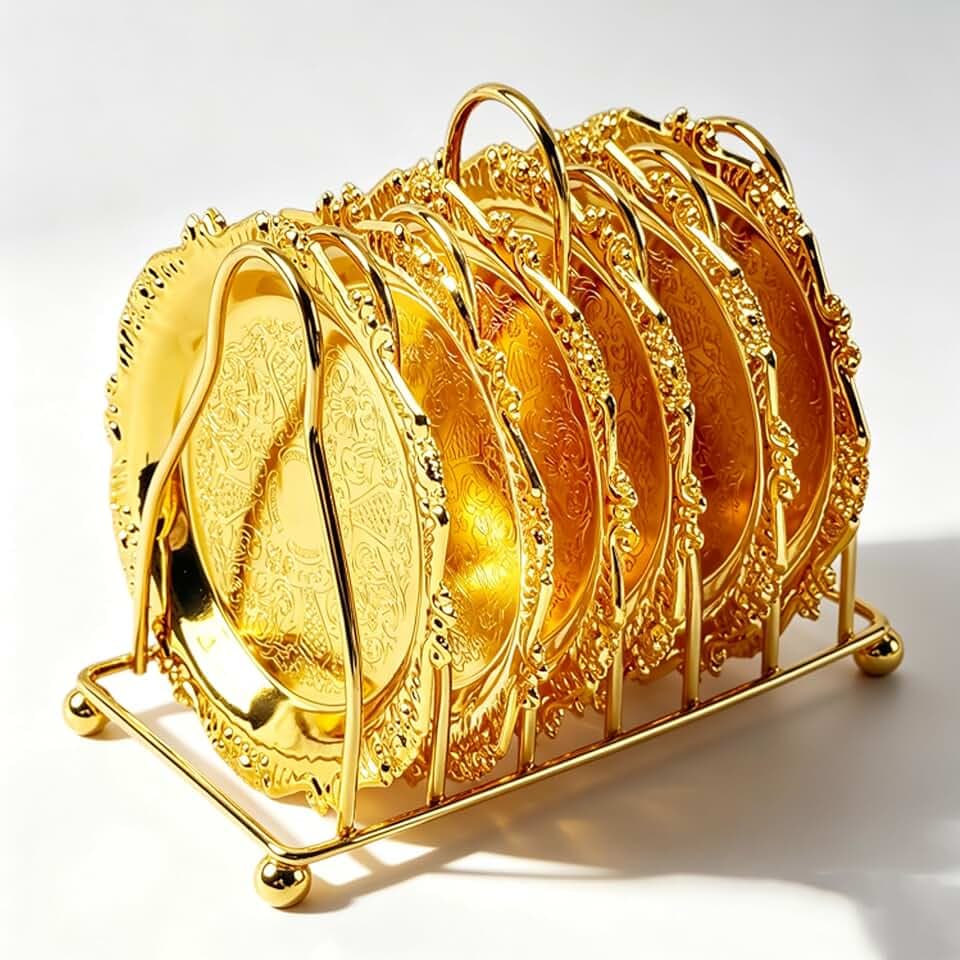 Luxury Gold Coasters Set, 6-Piece