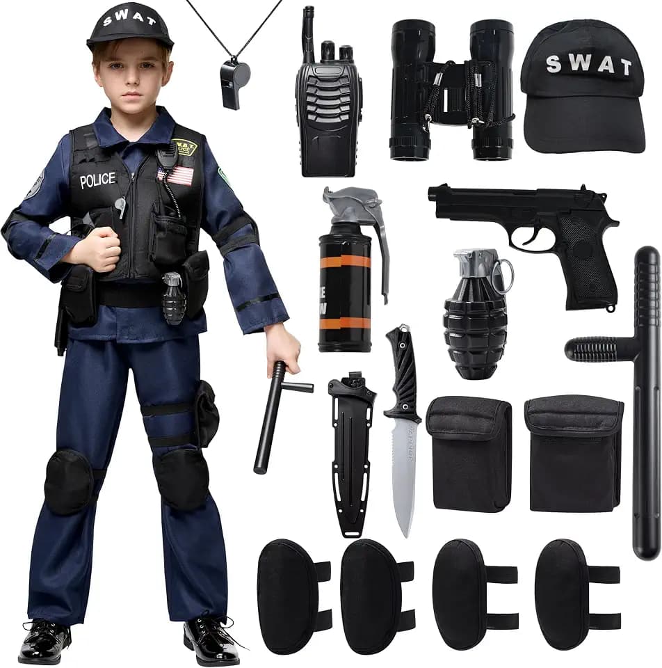 Spooktacular Creations Polizei S.W.A.T. Kostüm für Kinder Halloween Cosplay Rollenspiel Halloween Kostüm Dress Up Partys