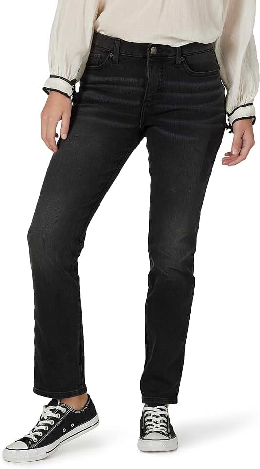 Lee Womens Plus Size Ultra Lux Mid-Rise Slim Fit Straight Leg Jean