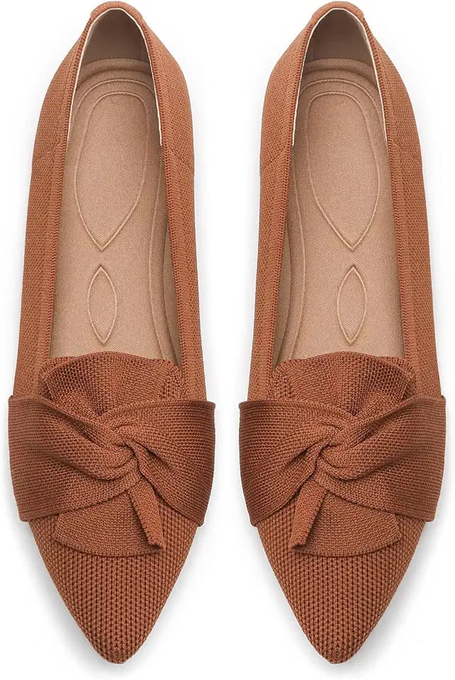 Flats for Women Pointed Toe Knit Foldable Ballet Flat Shoes