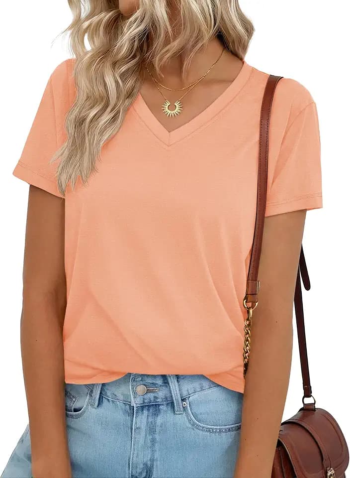 YUCOLEN T Shirts for Women Soft Short Sleeve V Neck Basic Tees UPF 50+ Tops