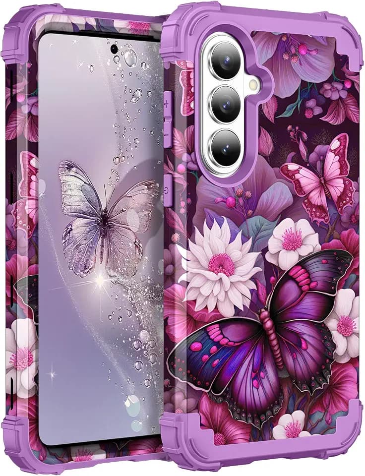 PIXIU Unique Flower Case for Samsung Galaxy S26 Case, Butterfly