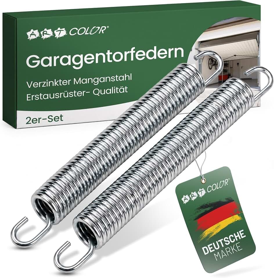Garagentorfeder Paar (2 Stück) Universal Zugfeder - in 9 verschiedenen Größen erhältlich - verzinkte Garagentor Federn aus Manganstahl (435x63x8mm)