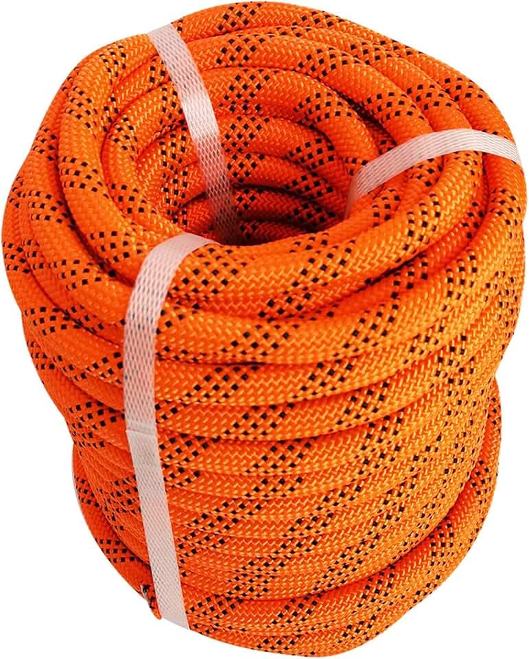 1/2 in by 100 FT Double Braid Polyester with Nylon Core Rope, Orange, 1000 Lbs Tensile Strength, for Halyard, Arborist Rigging, Sailing, Tree Work, Camping, Swings