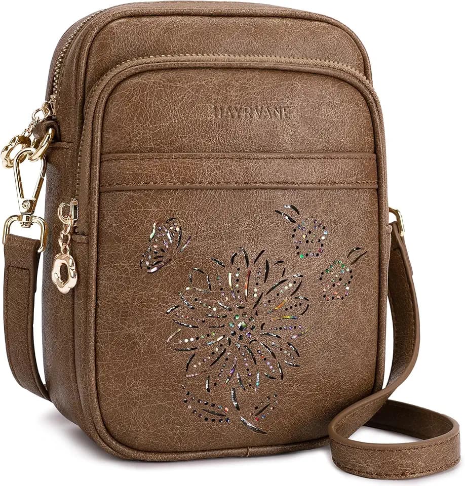 Small Crossbody Bags for Women, RFID Phone Purse with Card Slots, Triple Compartments Lightweight Shoulder Bag