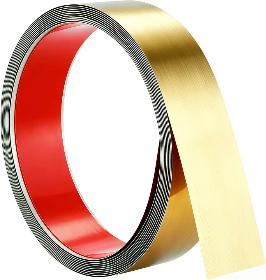 20FT Peel and Stick Metal Molding Trim,Brushed Gold Stainless Steel Strip