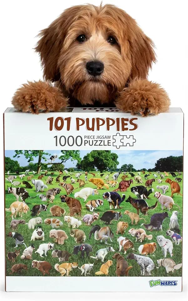 Funwares 101 Pooping Puppies Puzzle, 1000 Piece Jigsaw, Dog Lover Gag Gift