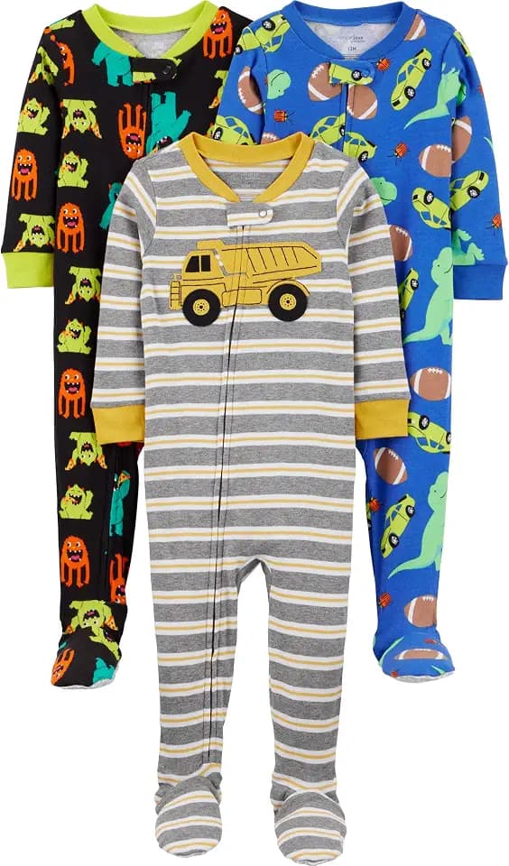 Simple Joys by Carter's Baby Boys 3 pack Snug Fit Footed Cotton Pajamas