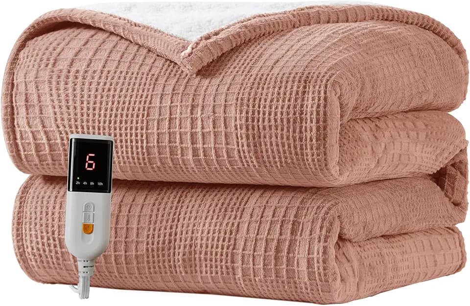 Texciting Heated Blanket 50"X60",Soft Electric Blanket,ETL‑Cert,Fog Rose