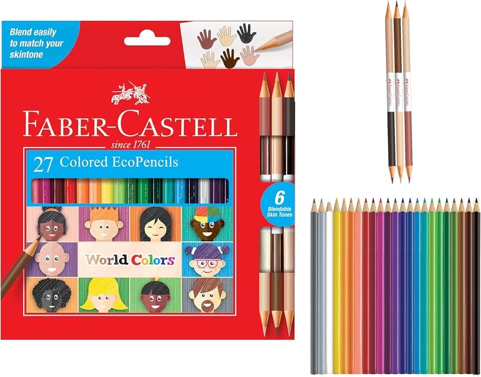 Faber-Castell World Colors Ecopencils, 27 Count - Diverse Skin Tone Colored Pencils For Kids