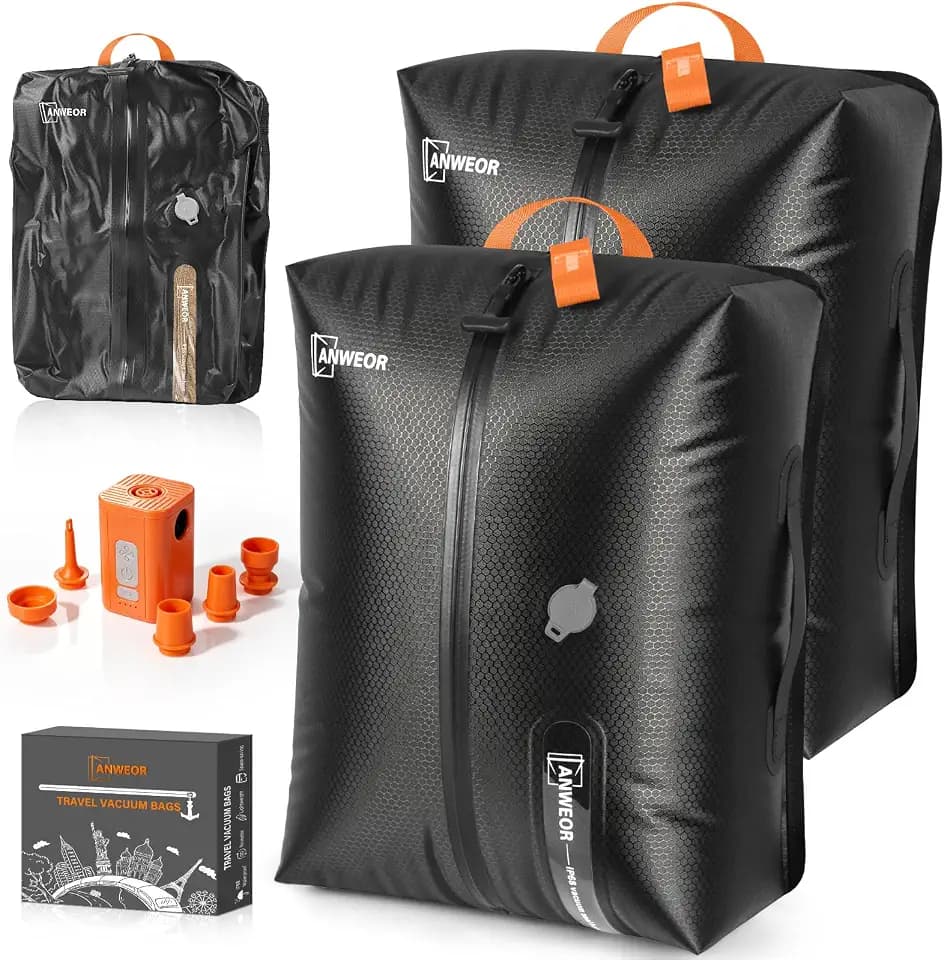 2 Pack with Vacuum Travel Bag for Suitcase, 23L Overpack Vacuum Bags w/Pump
