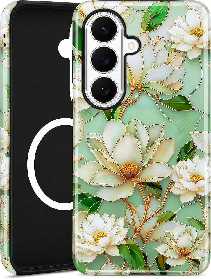 Magnetic Flower Case for Samsung Galaxy S26 Plus, White