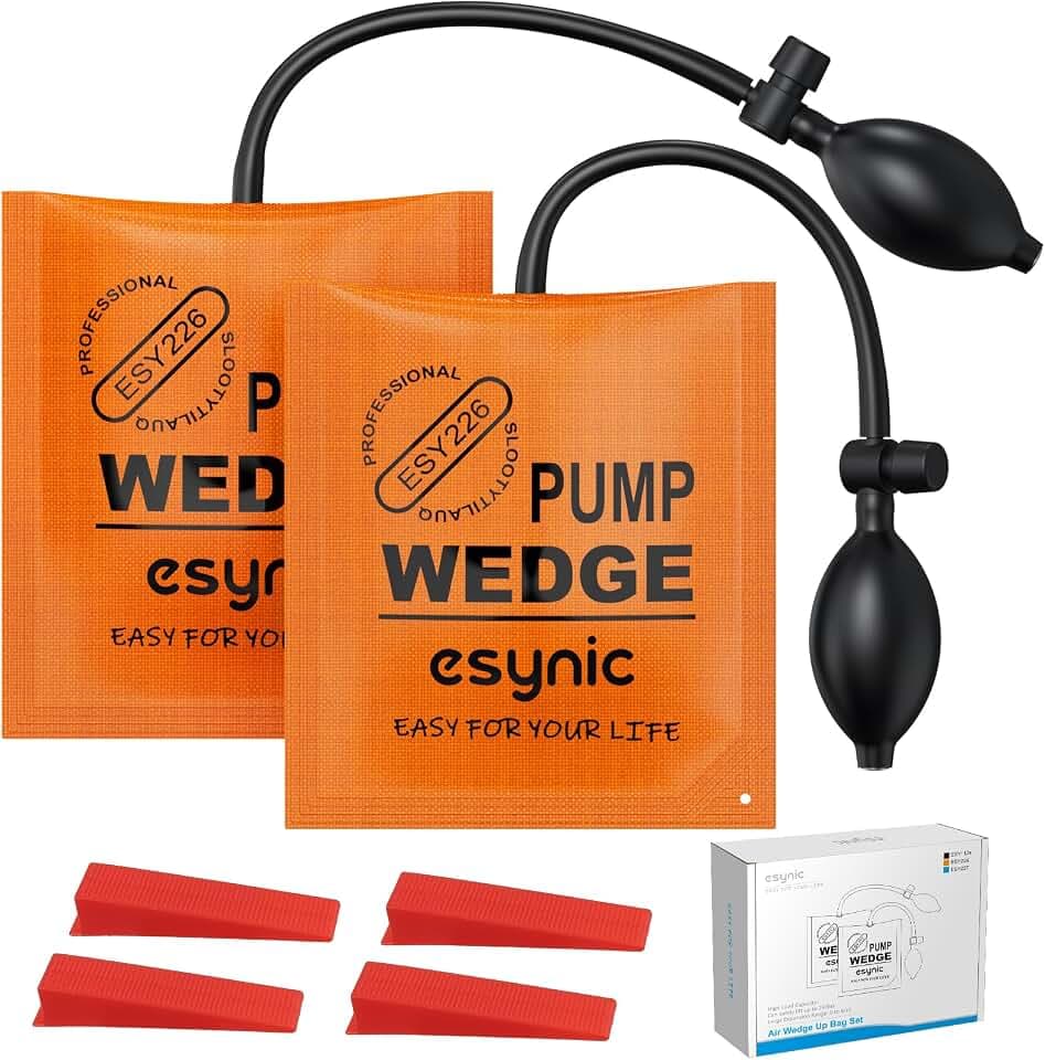 eSynic 2 Stück Montagekissen Luftkissen Air Pump Wedge Luftkissen Tragfähigkeit 297lbs/134KG für Tür Fenster Montage - Orange