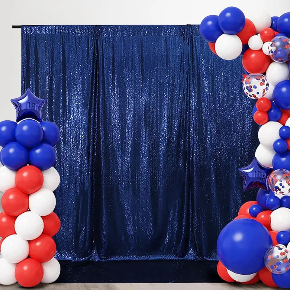 SquarePie 8x8ft Navy Blue Sequin Backdrop for Photography Shimmer