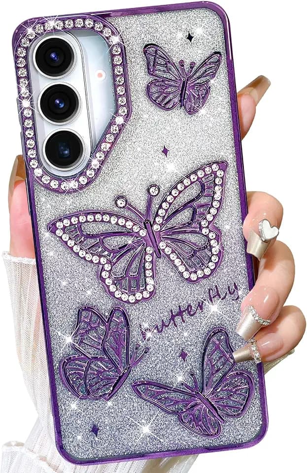 Fiyart Designed for Samsung Galaxy S26 Case,Cute Butterfly 6.3"-Purple