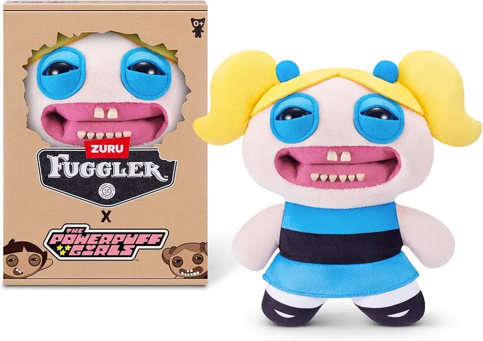 Fuggler Powerpuff Girls 9-Inch Plush Toy (Bubbles) by ZURU – Funny Ugly Monster Stuffed Animal with Human-Like Teeth, Collectible Plush for Kids, Tweens, Teens, Adults & Cartoon Fans