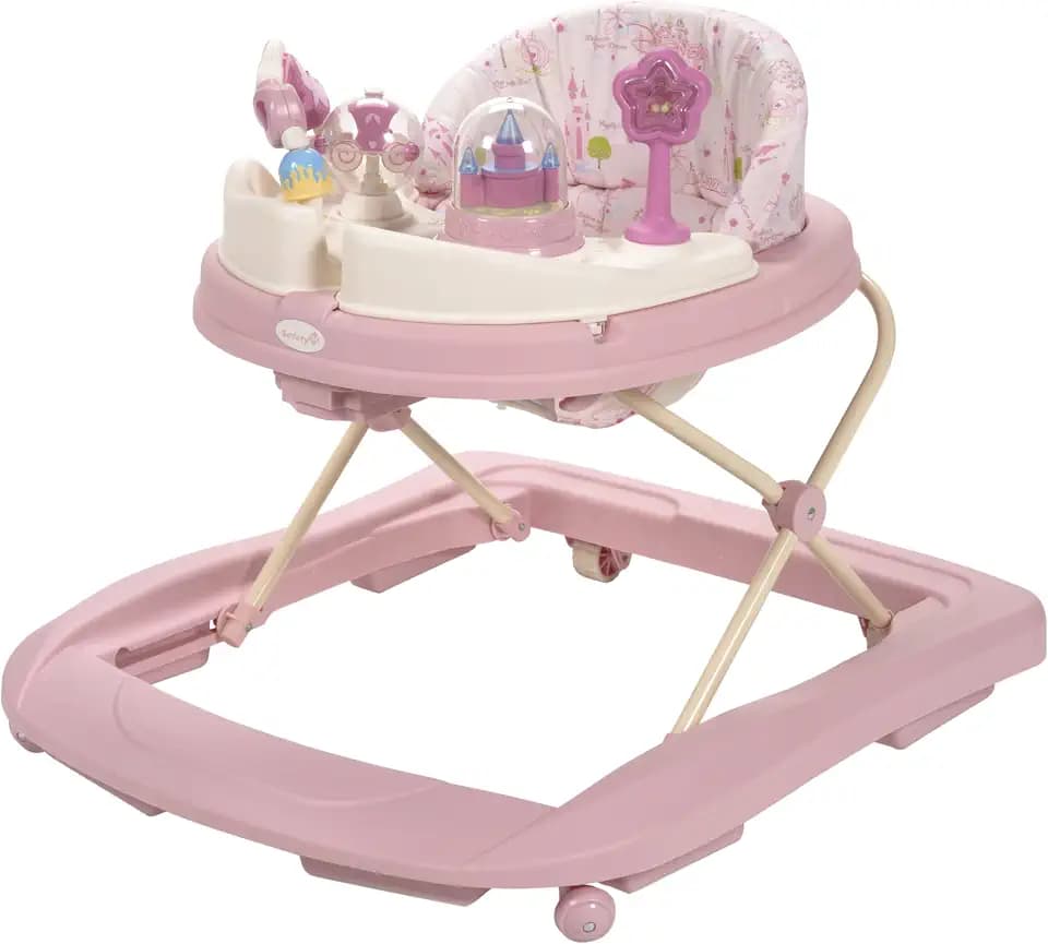 Disney Baby Princess Walker with Wheels, Pink Baby Walkers and Activity Center for Infants