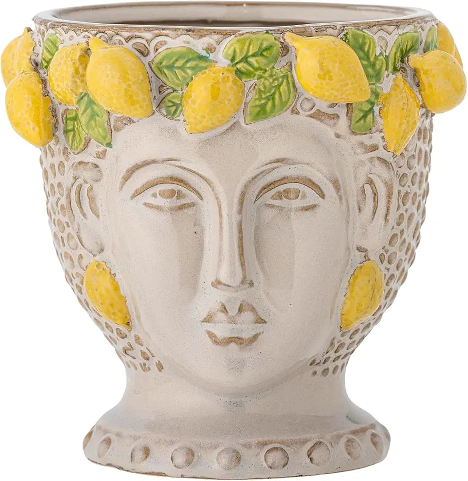 Bloomingville Creative Collection Limone Blumentopf, Gelb, Steingut, T16,5xH16 cm