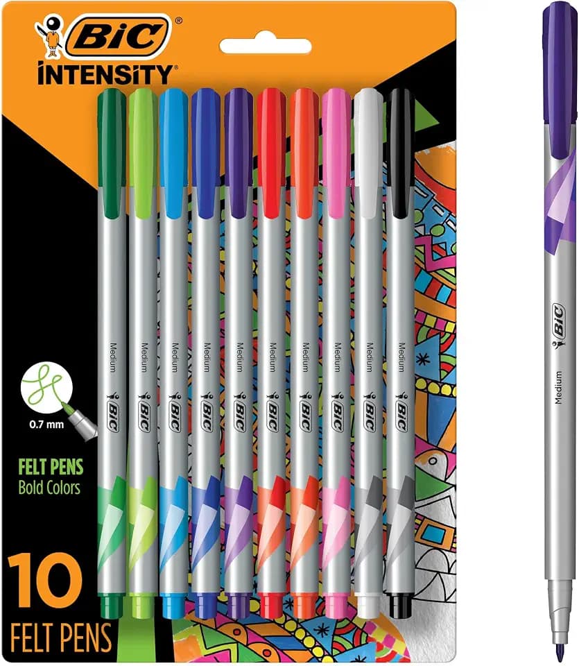 BIC Intensity Fineliner Marker Pens, Medium Point (0.7mm), 10-Count