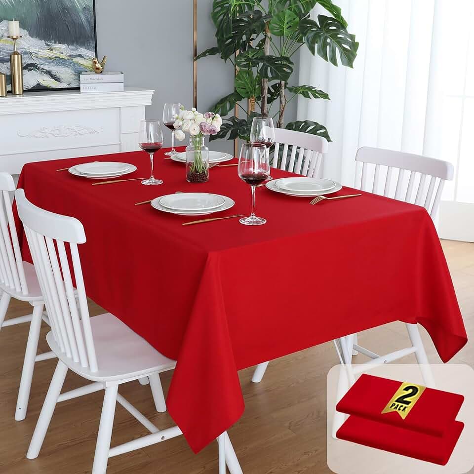 FOLINS&HOME 2 Pack Red Rectangle Tablecloth, 54 x 54 Inch Table Cloth