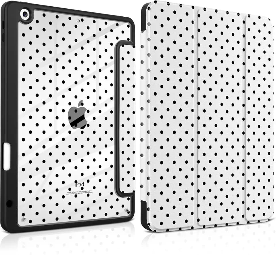 MEEgoodo Case for iPad 9th/8th/7th Generation 10.2 inch,Polka Dot Black