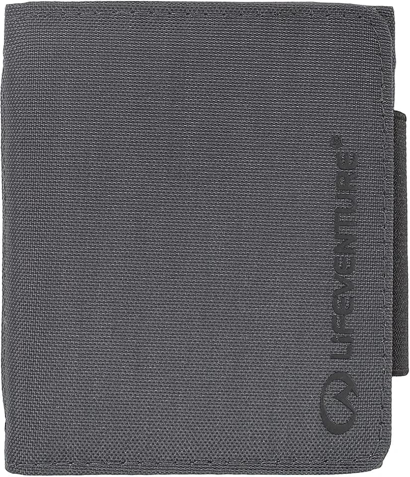 Lifeventure RFID Geschütztes Ladegerät Geldbörse mit 2500 mAh Power Bank - Wallet für Reisen recycelbares Material (Grau)