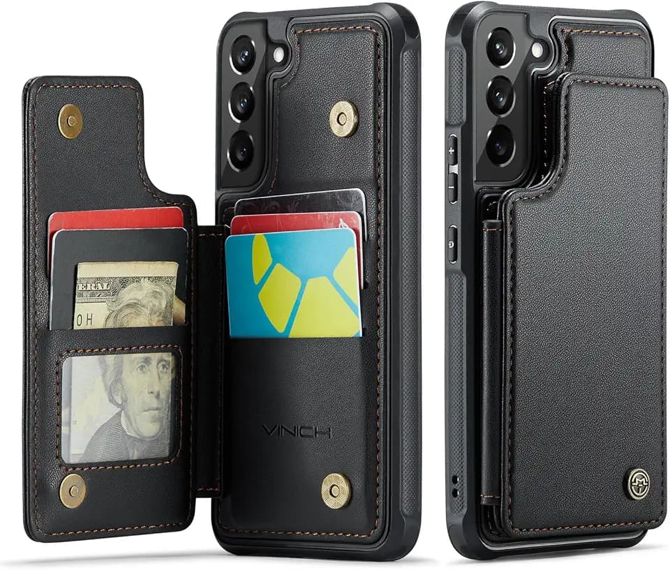 Vinich for Samsung Galaxy S22 Plus Wallet Case with Card Holder, Black