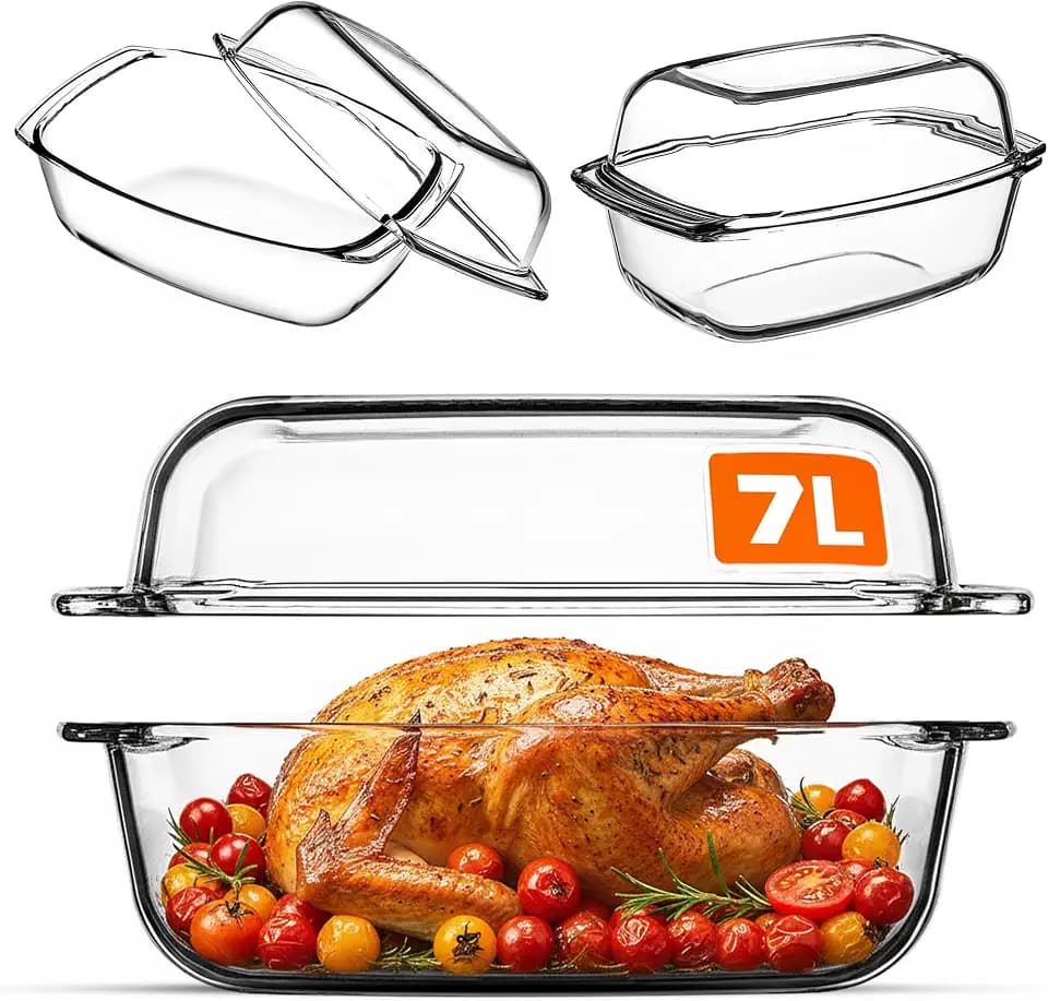KADAX Auflaufform 7 L aus hitzebeständigem Glas – rechteckige Glasform zum Braten & Backen, feuerfestes Gefäß für Lasagne, Gemüseauflauf, Fleischgerichte & mehr, ofenfest & spülmaschinengeeignet