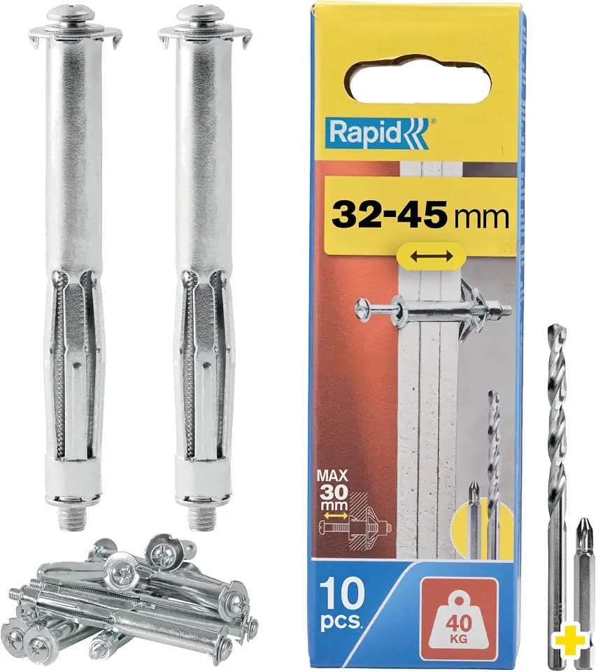 Rapid Metall-Hohlraumdübel M5 mit Schraube für Gipskarton 32–45 mm