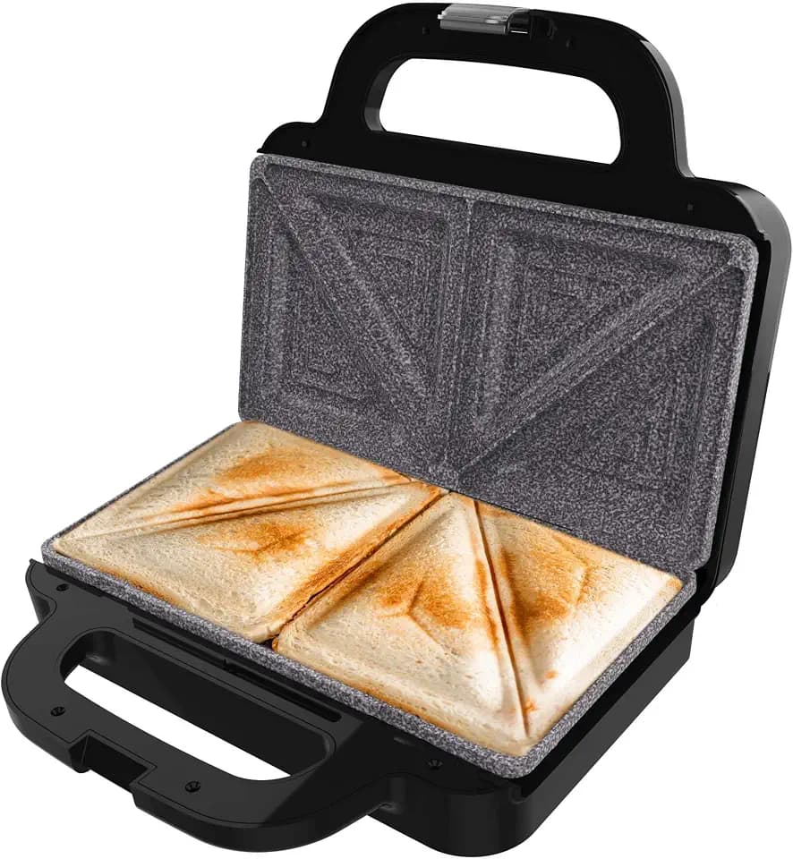 Cecotec Sandwichmaker Rock'nToast Deep Classic, 1000 W, größere Breite, dreieckige Platten, gleichmäßiges Toasten, RockStone-Beschichtung, Kapazität für 2 Sandwiches, PFOA-frei