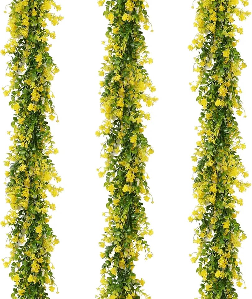 RECUTMS Hanging Garland Plants Artificial Eucalyptus Yellow Garlands 3Packs