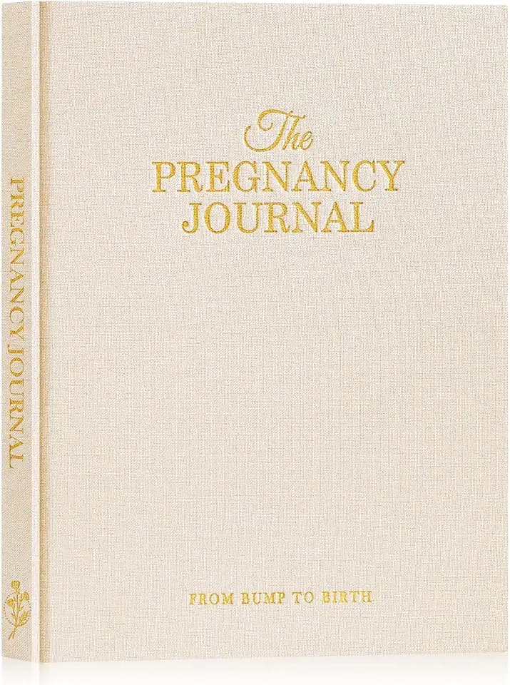 Lanpn Schwangerschaftstagebuch Schwangerschaftsbuch 156 Seiten, Schwangerschaft Tagebuch, Leinen Erinnerungsbuch Buch für Schwanger Werdende Mama, Geschenk Schwangere Neue Mütter, Beige, Englisch