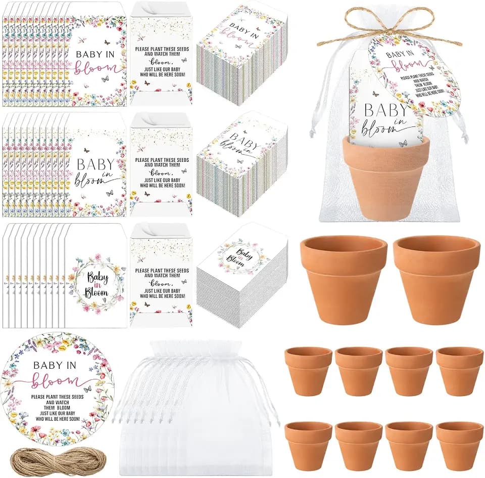 Reallnaive 96 Sets Baby in Bloom Baby Shower Party Favors Seed Packets