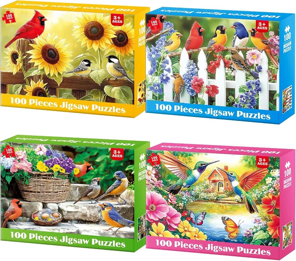 4-Pack 100 Piece Puzzles for Kids Ages 6-8 8-10 Year Old