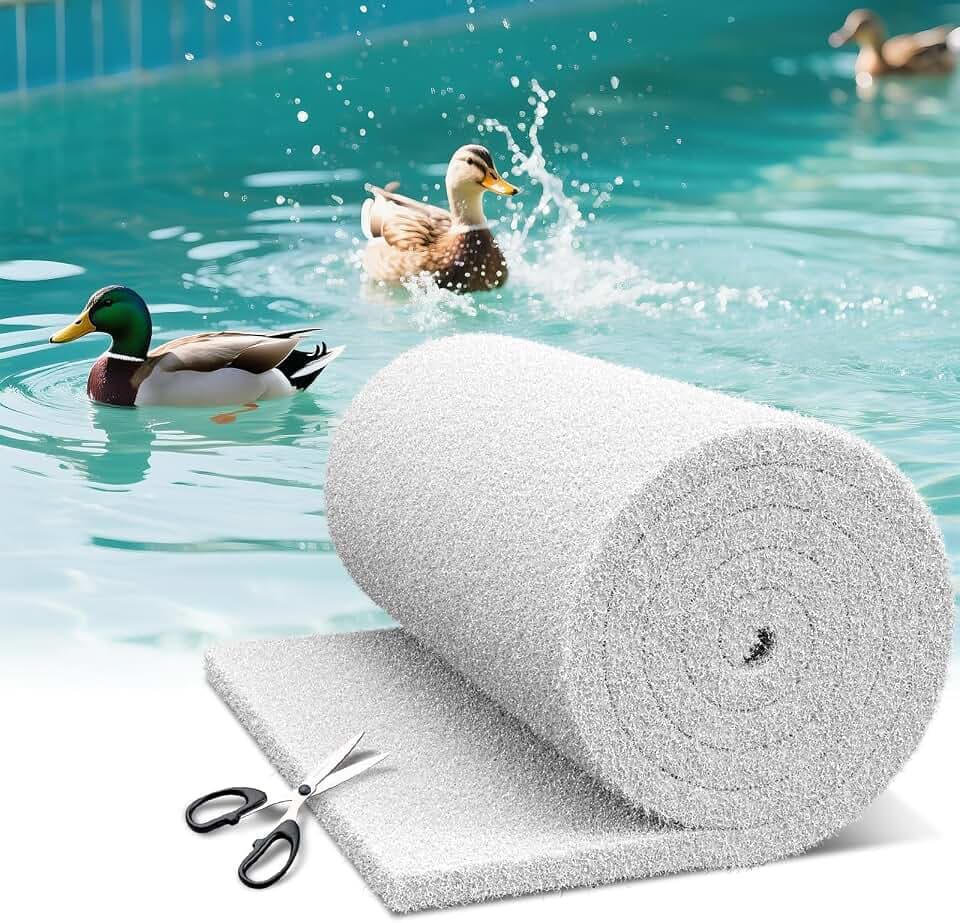 Koi Pond Filter Pad FINE, 36”x 18" Cut to Fit Crystal Clear Water Roll Material Pond Pad for for Outdoor Ponds, Reusable Fish Pond Filter Material