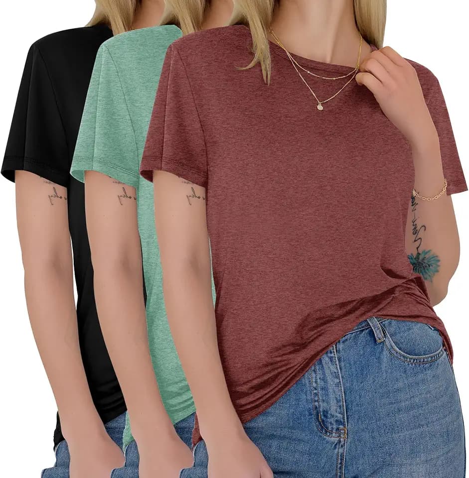 GAYHAY 3 Pack Womens T-Shirts Short Sleeve Summer Tops Soft Basic Tees 2026