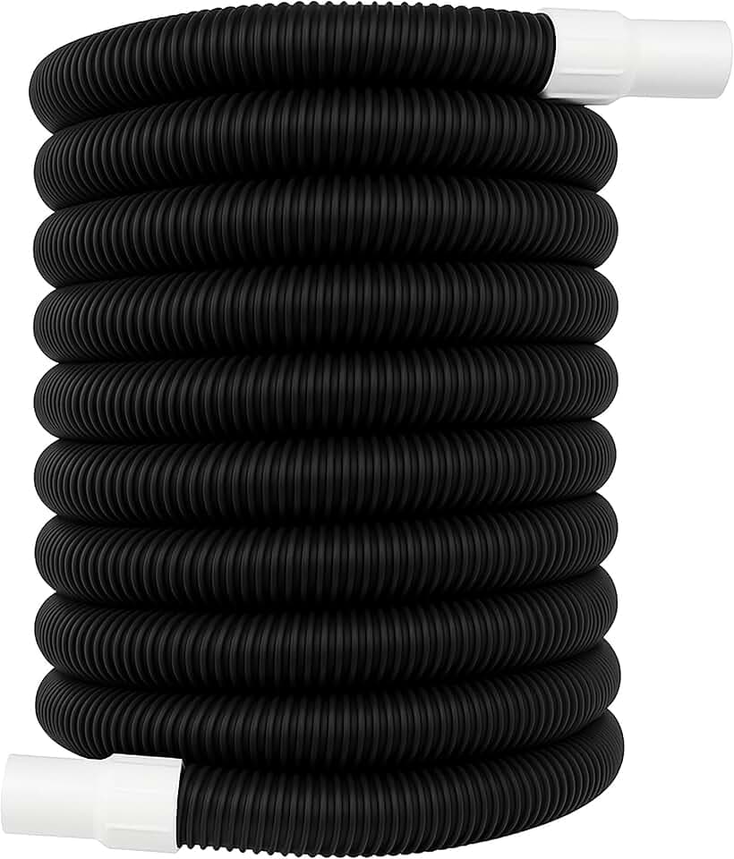 Relaxdays Poolschlauch, 32 mm Spiralschlauch, 10 Meter lang, Wasserschlauch für Pool & Garten, Kunststoff, schwarz/weiß