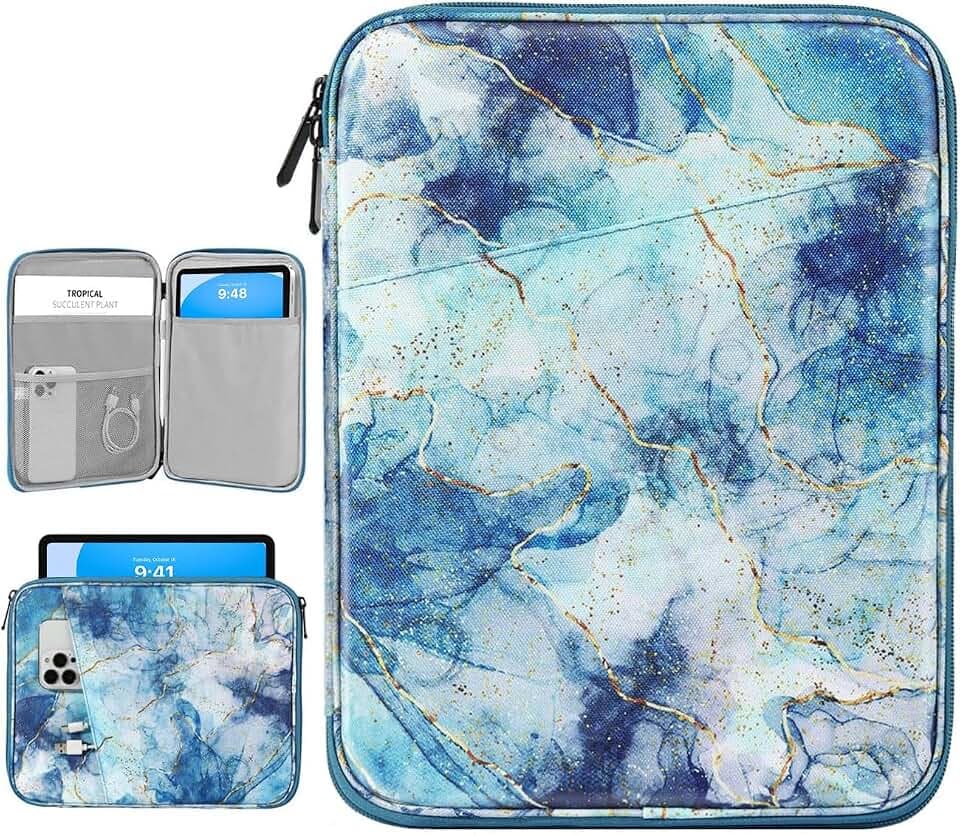Dadanism 9-11 Inch Tablet Sleeve Bag Carrying Case, Marble Blue