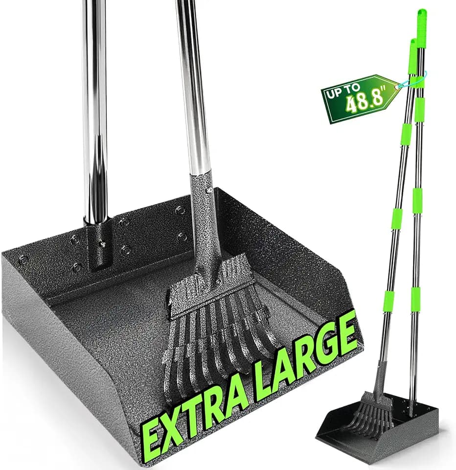 T2Y Pooper Scooper Extra Long Handle, Rake & Tray Set for Large Dogs
