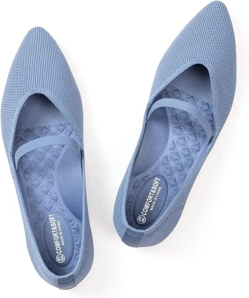 Frank Mully Womens Flats with Straps Pointed Toe Flat Shoes Low Wedge Heel Comfortable Arch Support Flats for Women