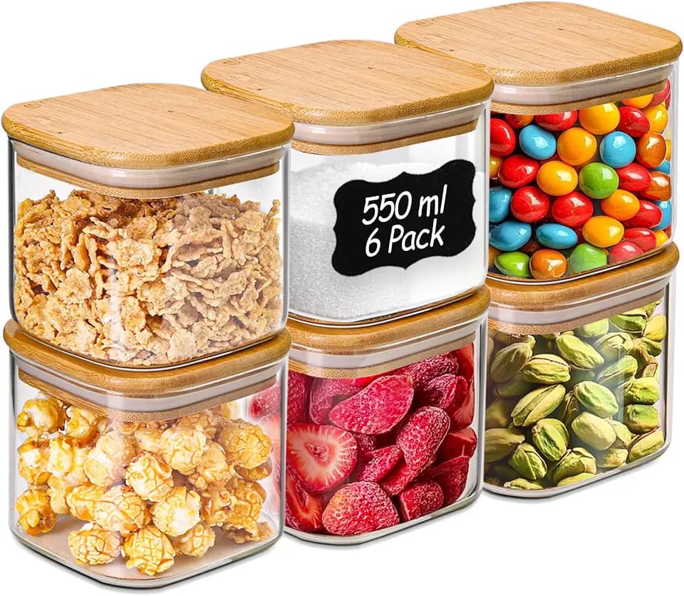 ComSaf Vorratsgläser Glasbehälter mit Deckel für Küche 550 ml, 6er Set