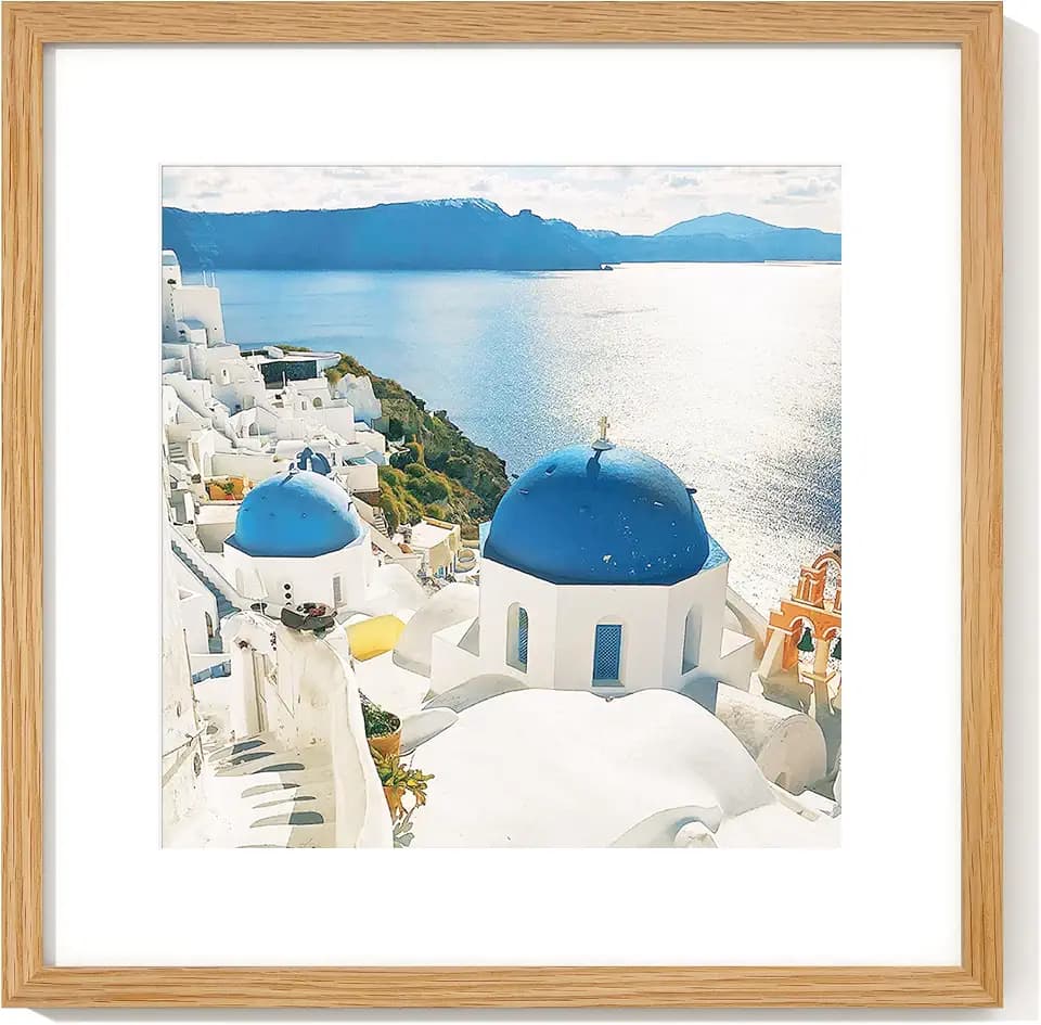 Axeman 16x16 Picture Frame with Mat for 12x12, Solid Oak Wood, Oak