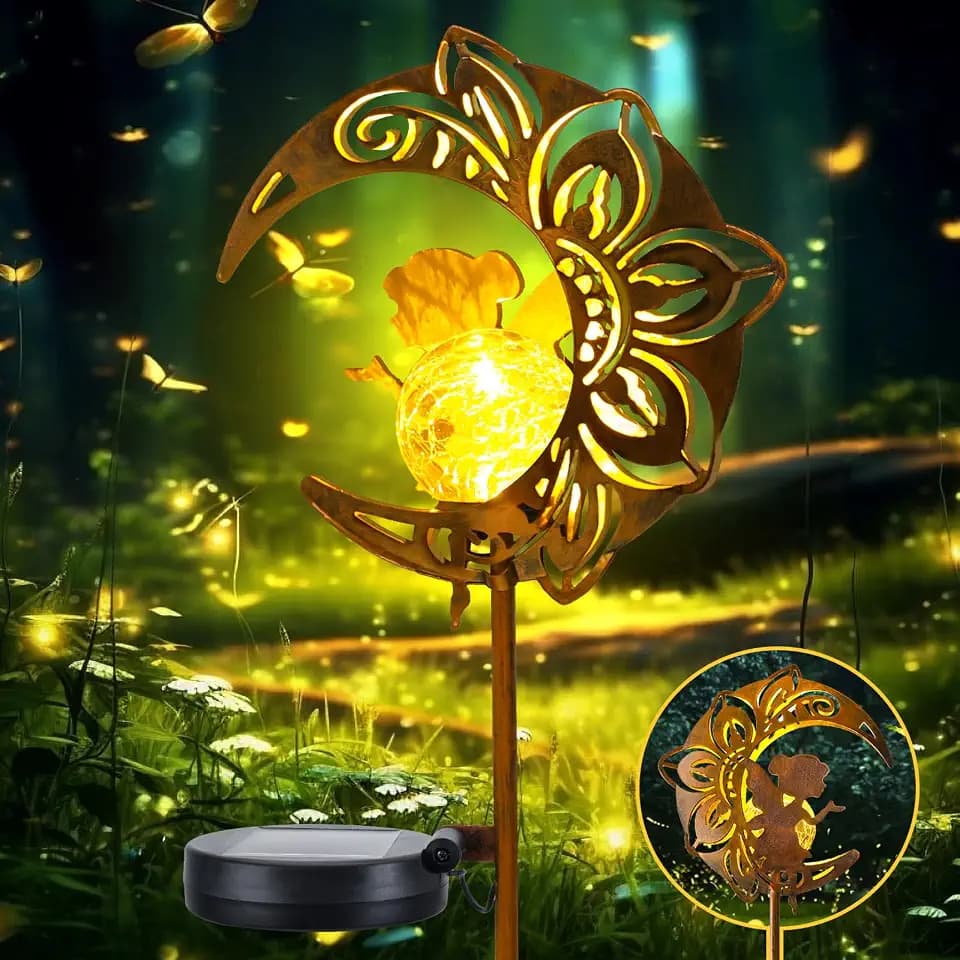 GIACOMO Mond Solarlampen für außen Garten, Feenweglicht für Außen Gartendeko Terassendeko, Garten Deko, Gartenleuchte wasserdichte Wegeleuchte, Solarleuchten für Außen Kugel, Terrasse Hof Rasen