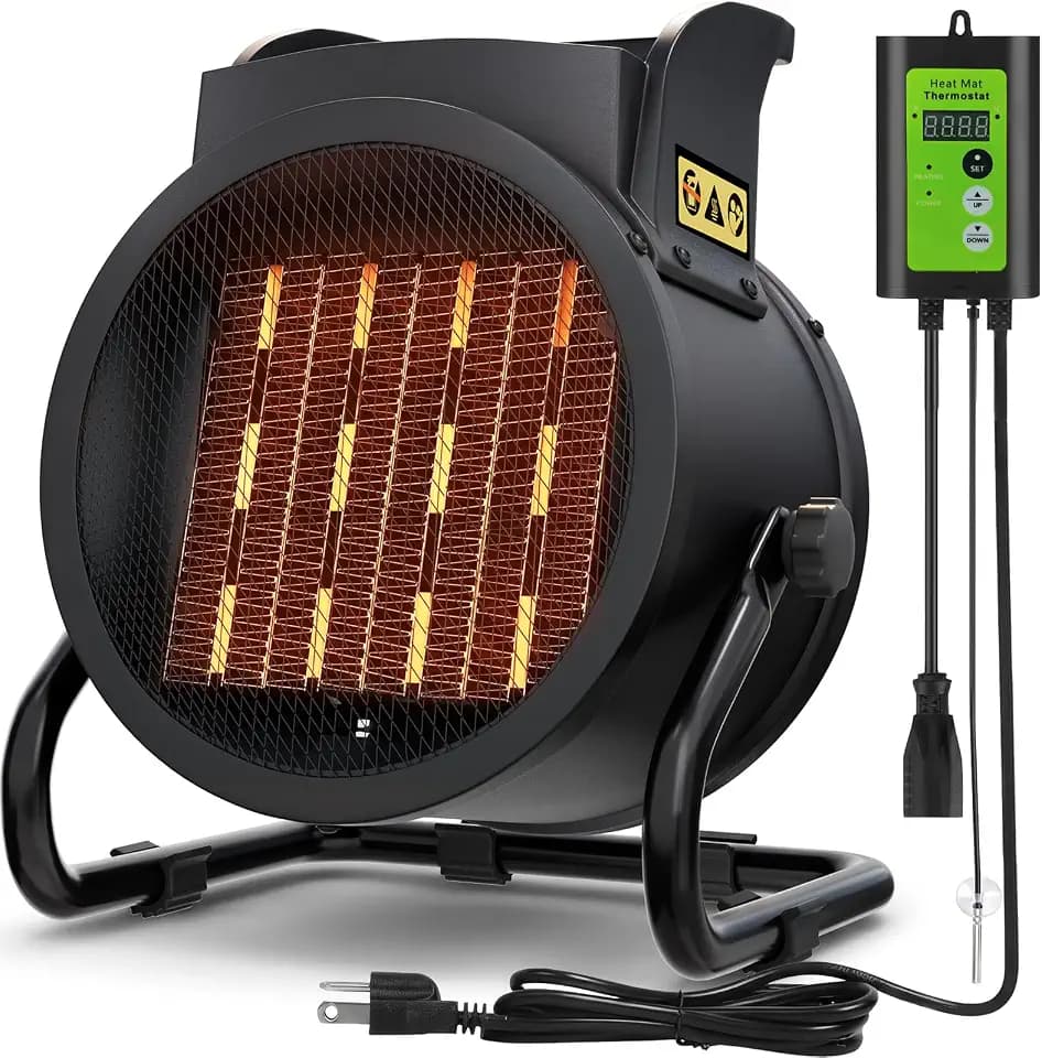 Greenhouse Heater with Digital Thermostat, 1500W Grow Tent Heater