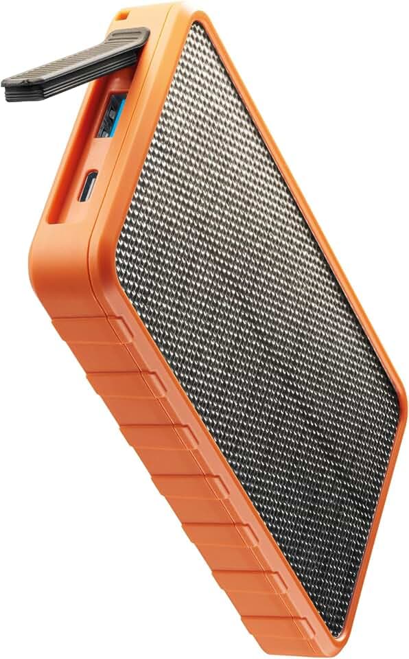 Cellularline - Solar-Powerbank - Tragbares Ladegerät mit ETFE 1,5 W Solarpanel - Kapazität 10.000 mAh - Wasser- und staubdicht USB-C Power Delivery 20 W - Orange